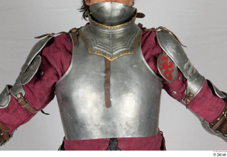  Photos Medieval Knight in plate armor 14 Historical Clothing Medieval Soldier plate armor red gambeson upper body 0011.jpg